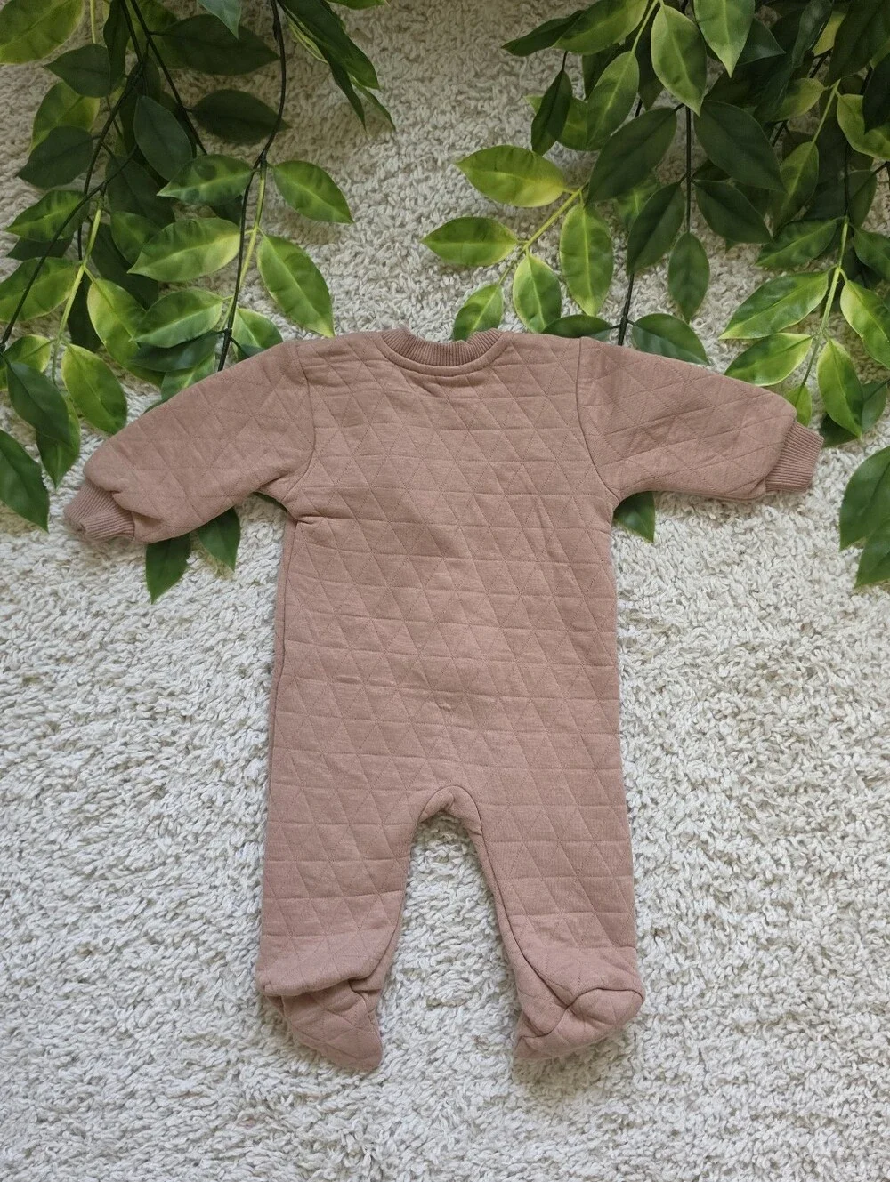 Baby Boy Light Brown Quilted Sleeper (Newborn)